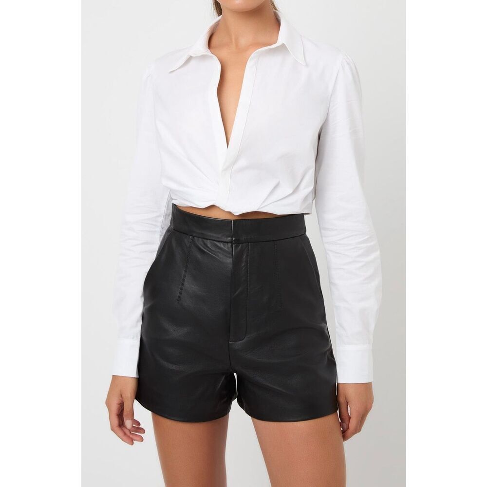 Kookai Black High Waist Leather-Look Shorts